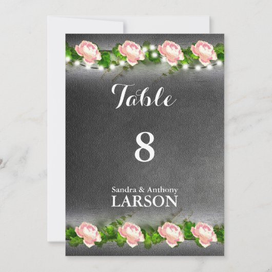 Numéros de table de mariage Rose Ardoise (Devant)