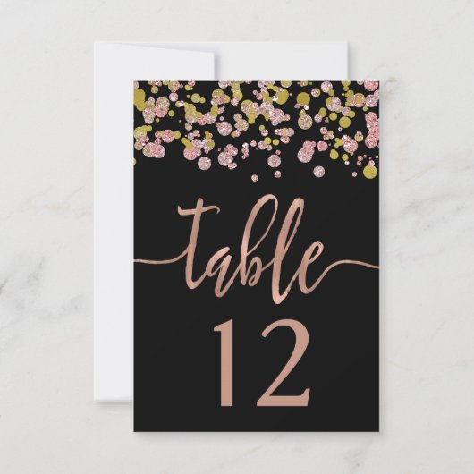 Numéros de table de mariage Rose Gold Confetti Spa (Dos)