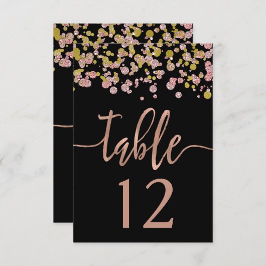Numéros de table de mariage Rose Gold Confetti Spa (Devant / Derrière)