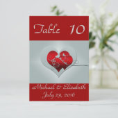 Numéros de table de mariage Rouge/Argent (Debout devant)