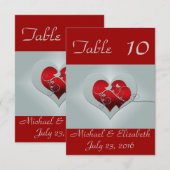Numéros de table de mariage Rouge/Argent (Devant / Derrière)