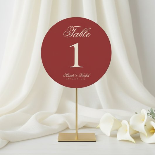 Numéros de table de mariage rouge gras en argent a