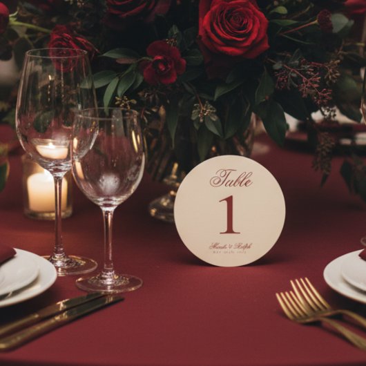 Numéros de table de Mariage rouge vif simple
