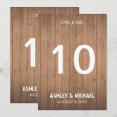 Numéros de table de mariage rustiques en veinage d (Devant / Derrière)
