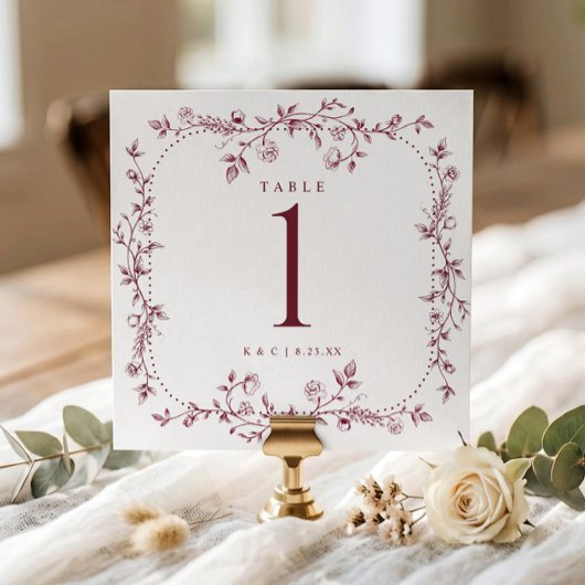 Numéros de table de mariage toile florale français