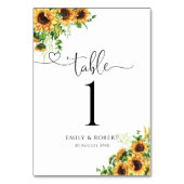 Numéros de table de mariage tournesol (Dos)