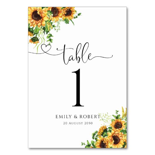 Numéros de table de mariage tournesol (Par défaut)