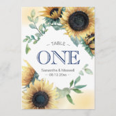 Numéros de table de mariage Tournesol jaune (Dos)