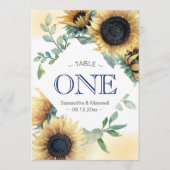 Numéros de table de mariage Tournesol jaune (Devant)