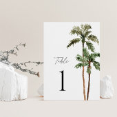 Numéros de table de mariage tropical avec palmiers