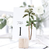 Numéros de table de mariage tropical avec palmiers