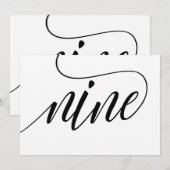 Numéros de table de mariage - Typographie Luxe - N (Devant / Derrière)