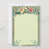 Numéros de table de mariage vert floral aquarelle (Dos)