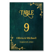 Numéros de table de mariage vert foncé vintage (Dos)
