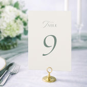 Numéros de table de mariage vert sauge minimal 1–1