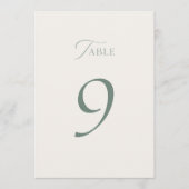 Numéros de table de mariage vert sauge minimal 1–1 (Devant)
