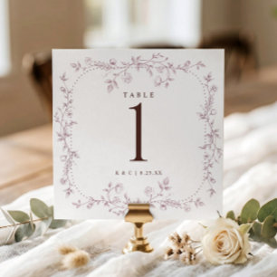 Numéros de table de mariage vintage floraux rose p