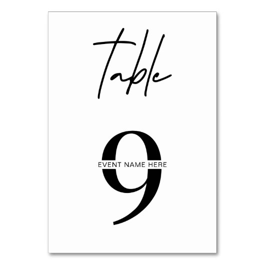 Numéros de table de plan de salle noir et blanc mo (Dos)