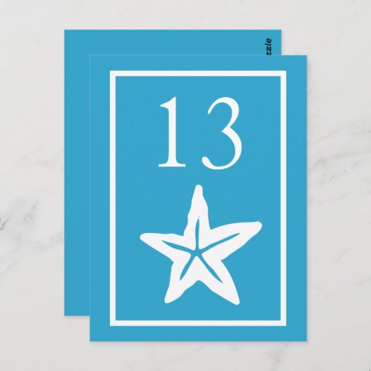 Numéros de table de poisson étoile (bleu / blanc) (Devant / Derrière)