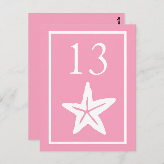 Numéros de table de poisson étoile (rose / blanc) (Devant / Derrière)