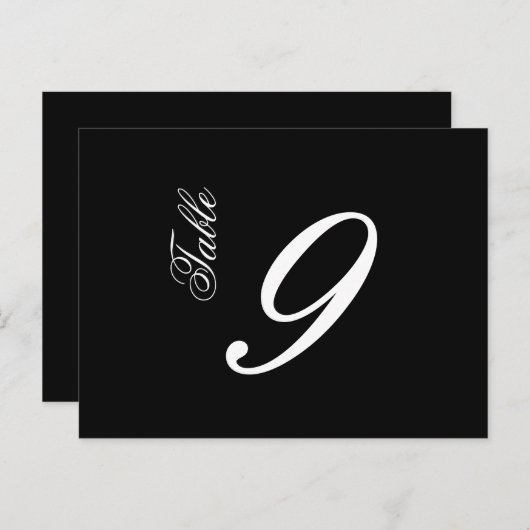 Numéros de table de script classique (blanc/noir) (Devant / Derrière)