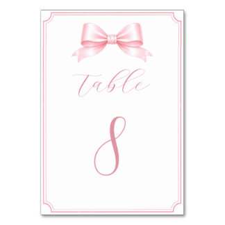 Numéros de table de shower de mariage rose élégant