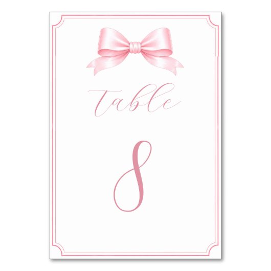 Numéros de table de shower de mariage rose élégant (Par défaut)