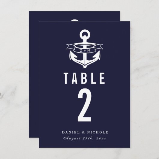 Numéros de table de thème nautique | MARIAGE (Devant / Derrière)