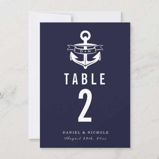 Numéros de table de thème nautique | MARIAGE (Dos)