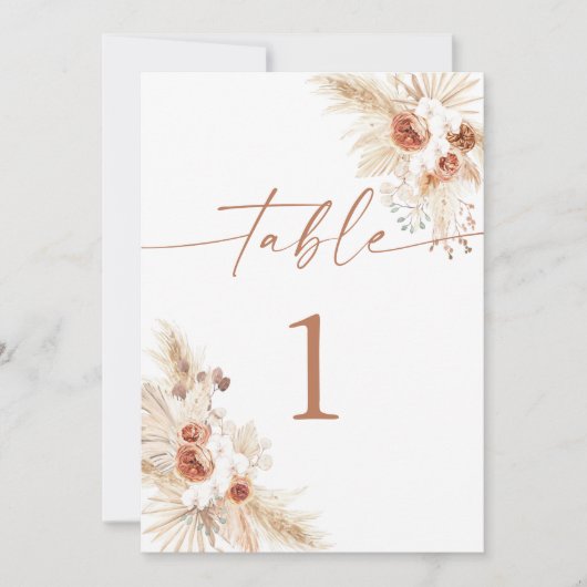 Numéros de table des Mariages Boho modernes | Pamp (Devant)