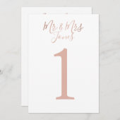 Numéros de table des Mariages Gold Roses personnal (Devant / Derrière)