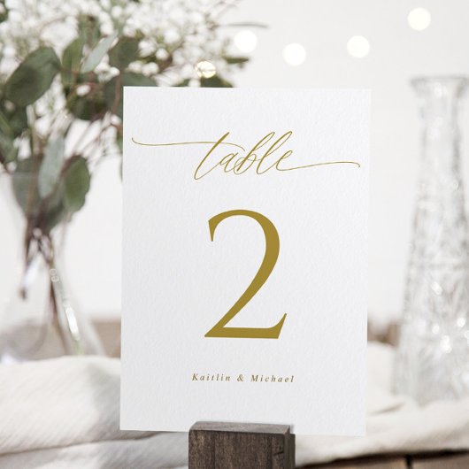 Numéros de table double élégants et modernes en or