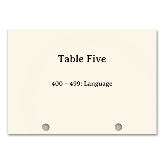 Numéros de table du catalogue de cartes du système (Devant)
