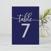 Numéros de table | Élégant mariage bleu marine arg (Debout devant)