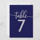 Numéros de table | Élégant mariage bleu marine arg (Dos)