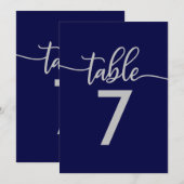 Numéros de table | Élégant mariage bleu marine arg (Devant / Derrière)