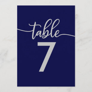 Numéros de table   Élégant mariage bleu marine arg