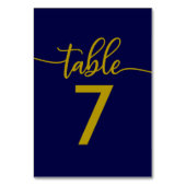 Numéros de table | Élégant mariage bleu marine or (Dos)