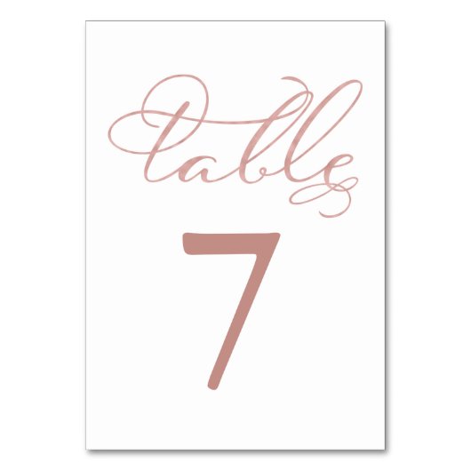 Numéros de table | Élégant Rose Mariage Gold Foil (Dos)