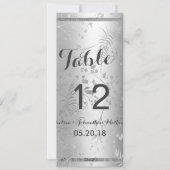 Numéros de table élégants à motif floral argent mé (Devant)