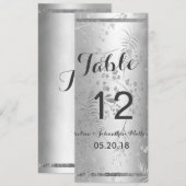 Numéros de table élégants floraux argent métallisé (Devant / Derrière)