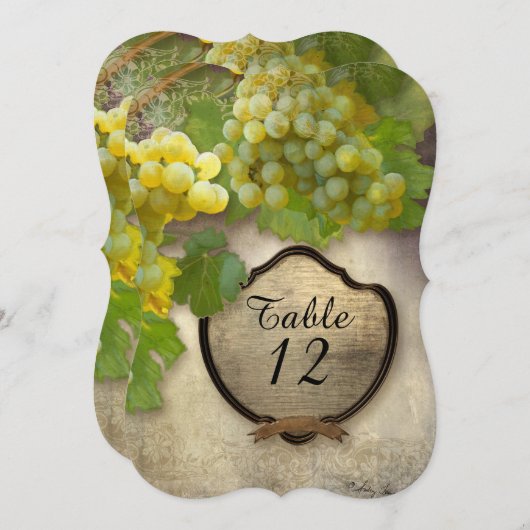 Numéros de table élégants Raisins de réception Vig (Devant / Derrière)