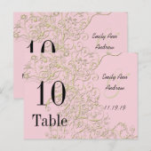 Numéros de table élégants rose avec des volutes do (Devant / Derrière)