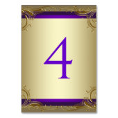 Numéros de table élégants violet et or (Dos)