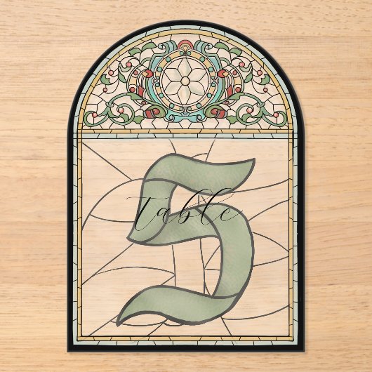 Numéros de table en acrylique à effet de vitrail v (Recto)