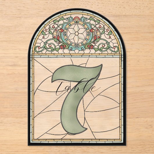 Numéros de table en acrylique à effet de vitrail v (Recto)
