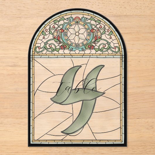 Numéros de table en acrylique à effet de vitrail v (Recto)