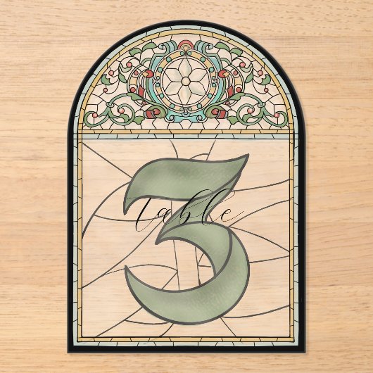 Numéros de table en acrylique à effet de vitrail v (Recto)