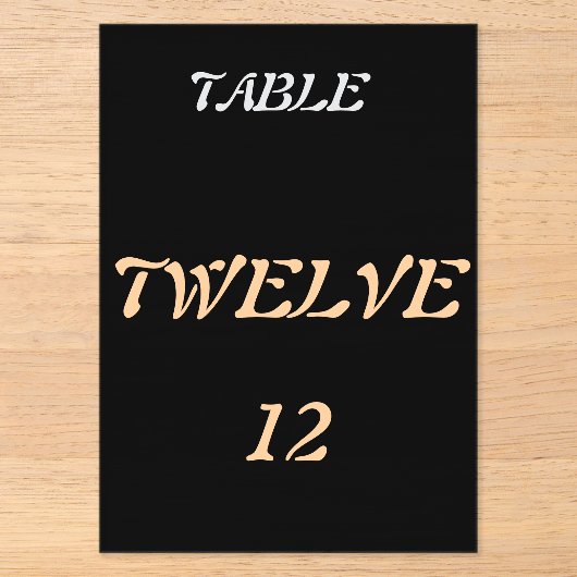 Numéros de table en acrylique noir (Recto)