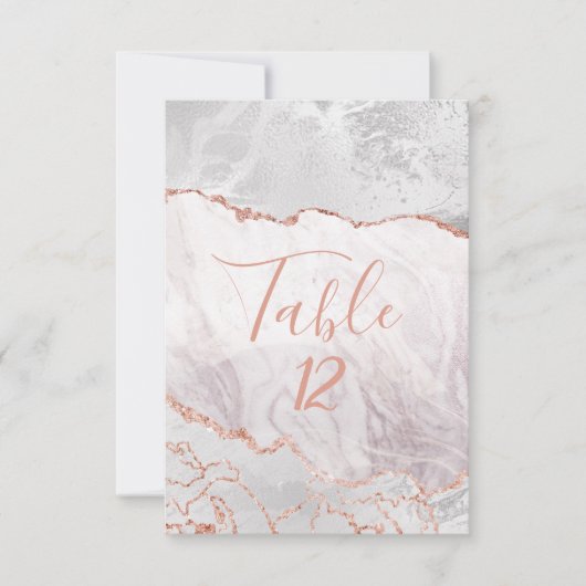 Numéros de table en agate dorée blanc et or rose (Devant)